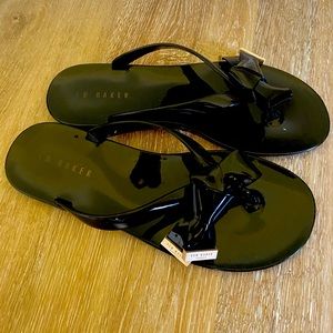 New Ted Baker Black Suszie Flip Flops 9 / 39 NWT